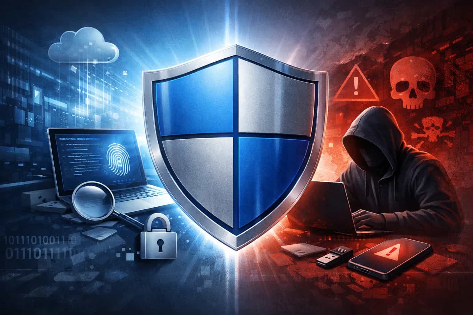 Okno Zabezpieczeń Windows z aktywną ochroną Microsoft Defender na komputerze z Windows 11