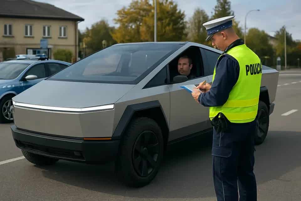 Ilustracja do artykułu: Kierowca Tesli Cybertruck zatrzymany w Lublinie. 4000 zł mandatu i utrata prawa jazdy