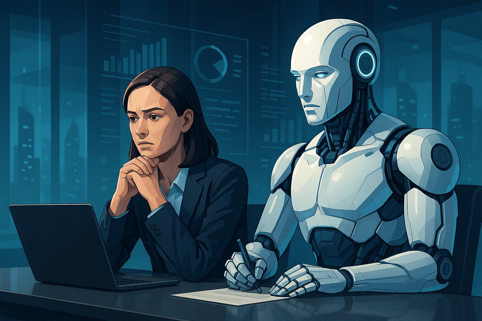 Ilustracja do artykułu: Czy AI naprawdę zabierze pracę? Analiza zawodów najbardziej narażonych i tych, które zyskają