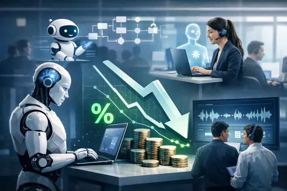 Konsultant obsługi klienta korzystający z narzędzi AI przy analizie zgłoszeń