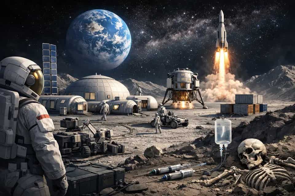 Wizualizacja infrastruktury i habitatów NASA na powierzchni Księżyca