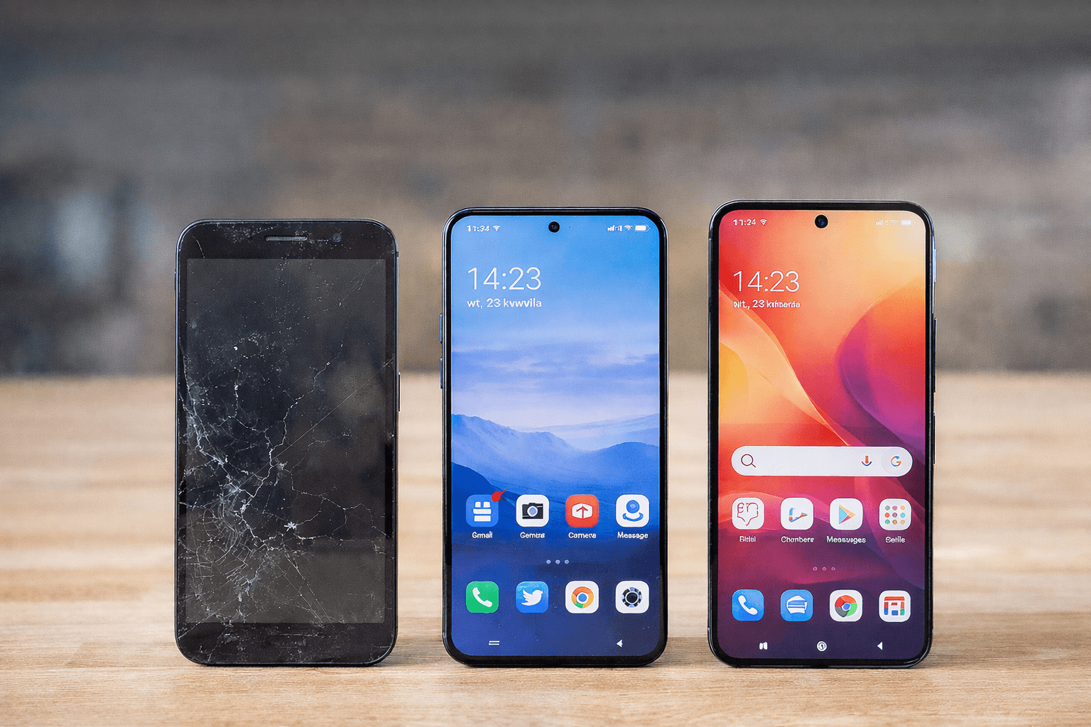 Użytkownik trzyma kilkuletni smartfon i sprawdza stan baterii