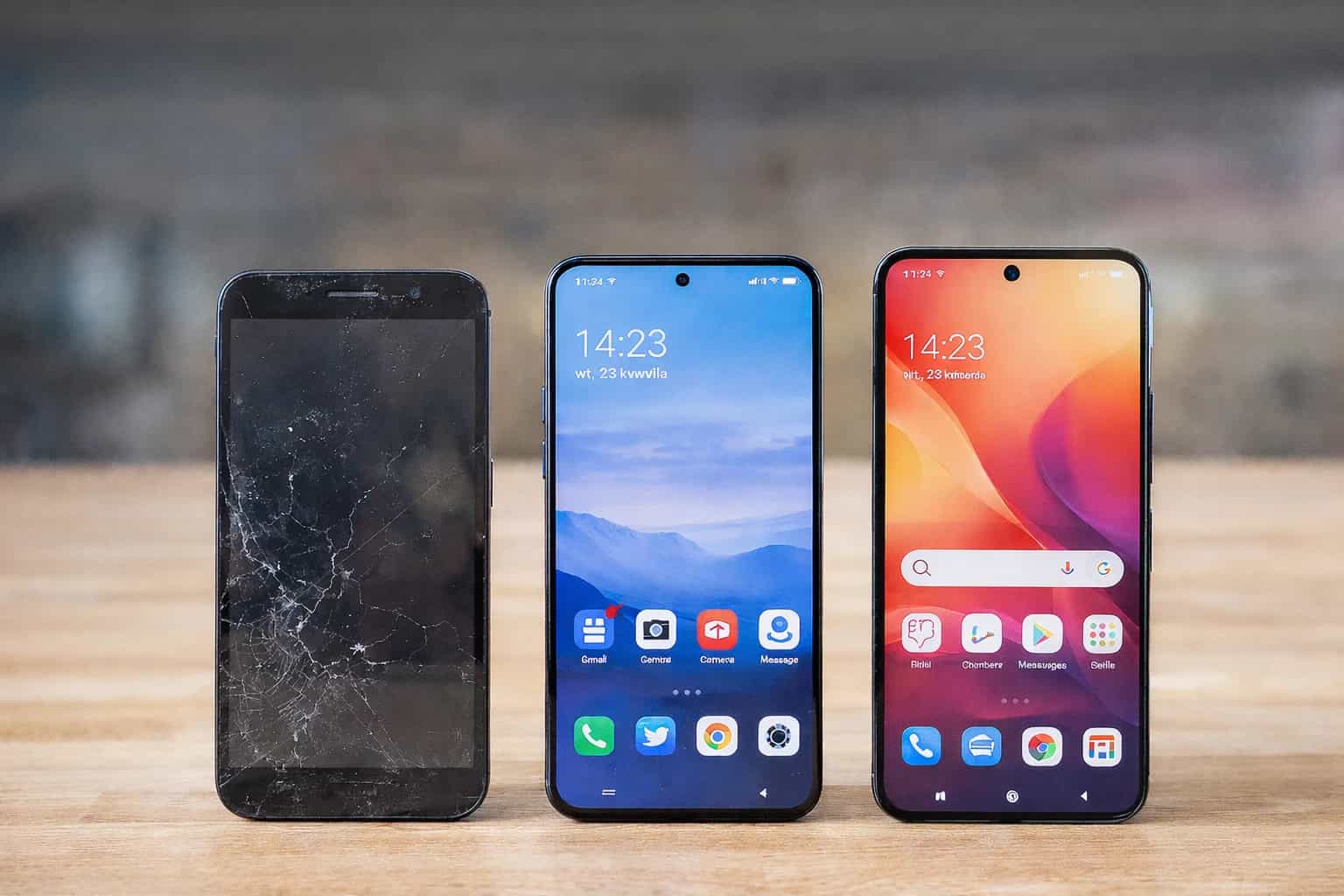 Użytkownik trzyma kilkuletni smartfon i sprawdza stan baterii