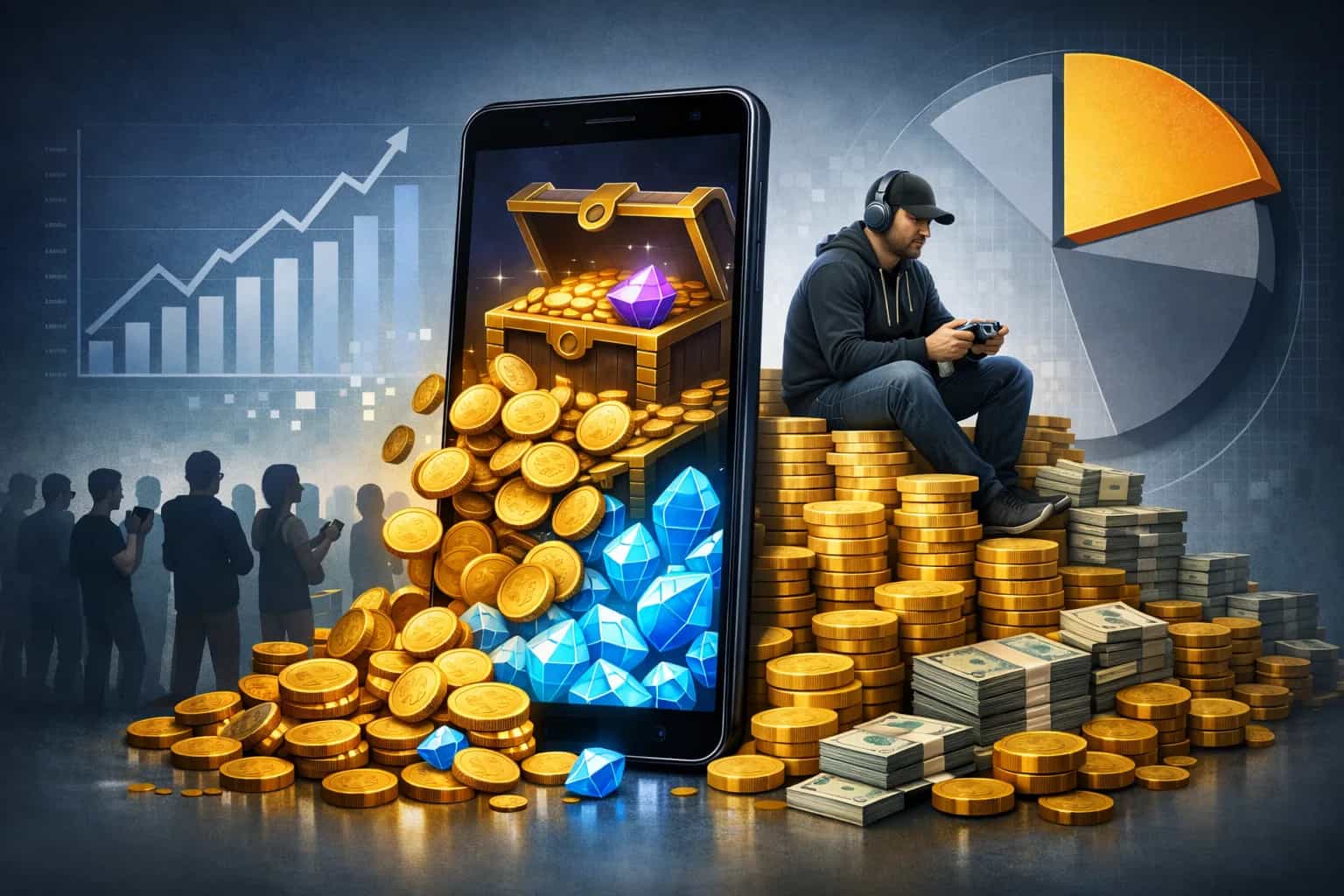 Ekran gry z wirtualną walutą i ofertami mikrotransakcji