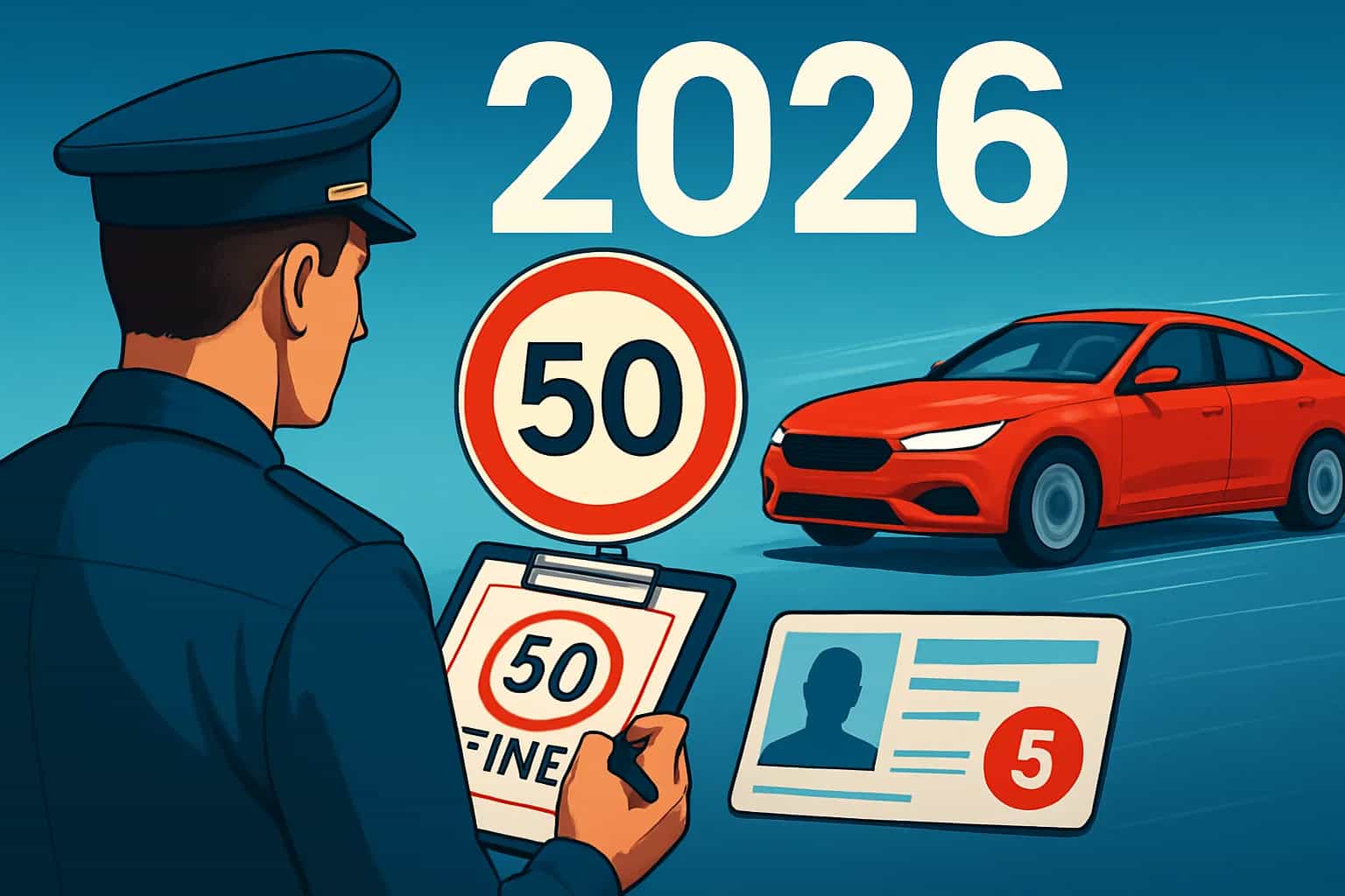 Policyjna kontrola prędkości na drodze z radarem