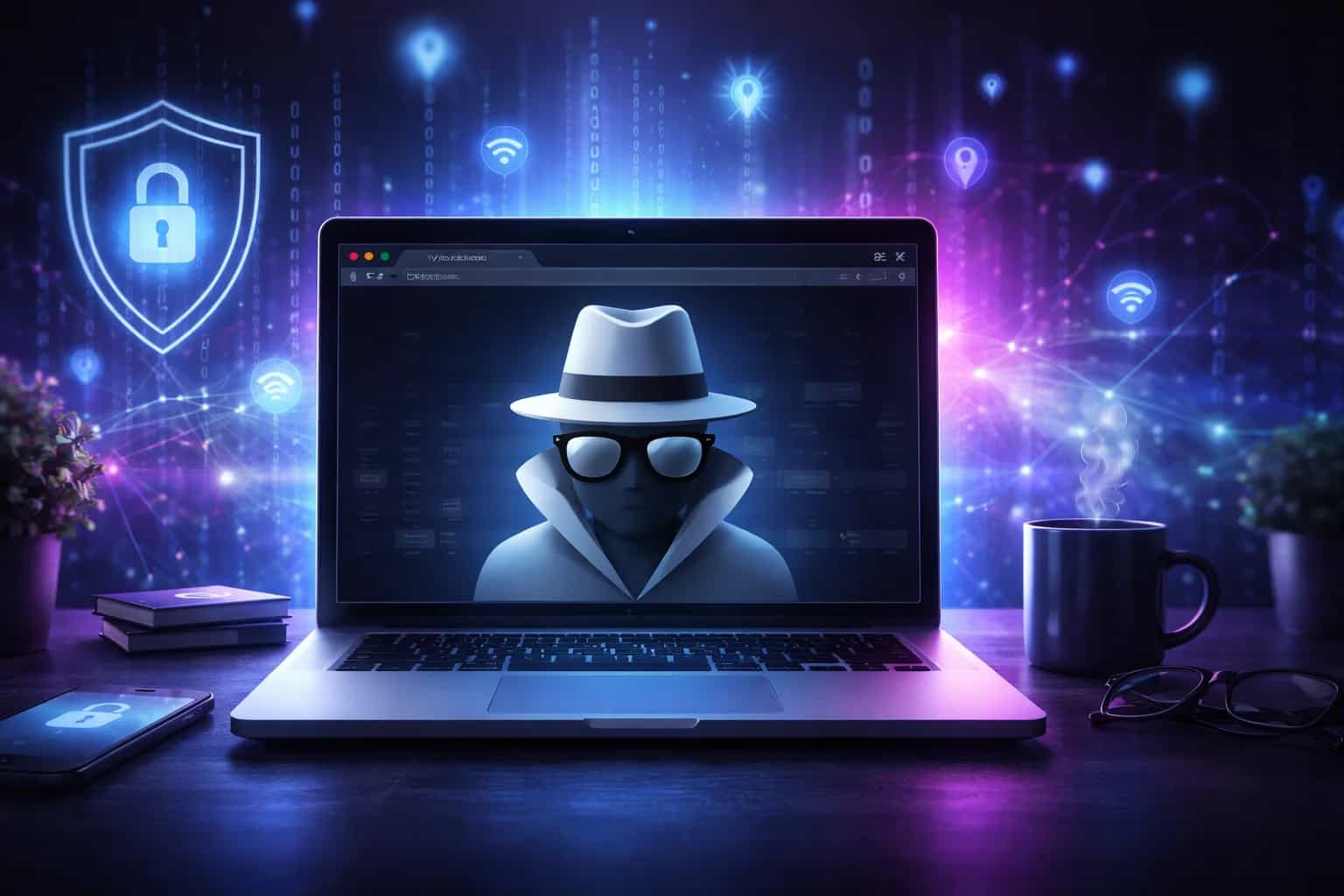 Okno przeglądarki w trybie incognito na ekranie laptopa