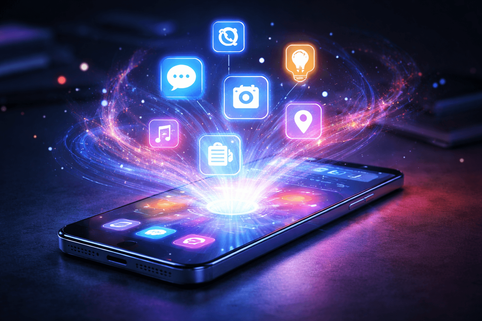 Smartfon z uruchomionymi funkcjami AI offline na ekranie