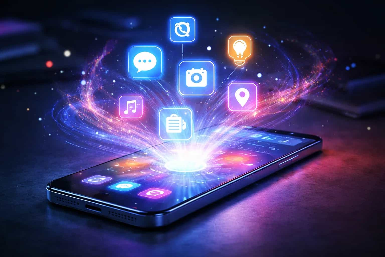 Smartfon z uruchomionymi funkcjami AI offline na ekranie